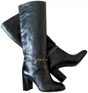 Calfskin with Chain High Boots