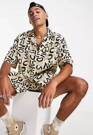 Typo Print Shirt Set