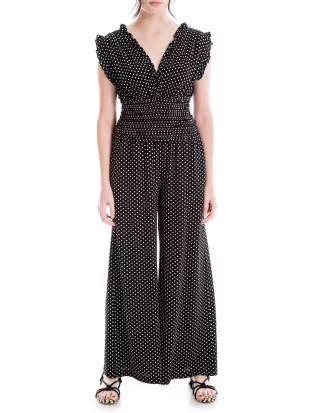 Max Studio - V Neck Shirred Waist Jumpsuit