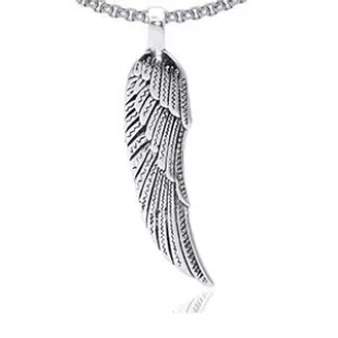 Punk Stainless Steel Wing Pendant Feather Necklace(Feather)