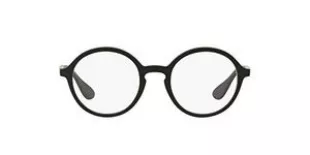 RX7075 Round Prescription Eyeglass Frames, Rubber Black & Black/Demo Lens, 49 mm