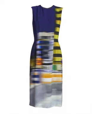 Delavina Blur Print Midi Dress