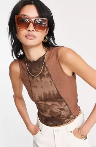 Tank Top In Cut About Tie Dye With Exposed Seams