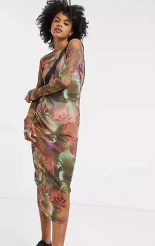 Emmy Cotton Midi Dress In Tie Dye
