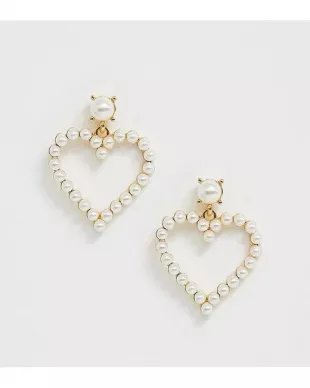 Pearl heart drop earrings - Gold