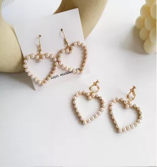 Love Shape Earrings Pearl Earrings Heart Shape Earrings Heart