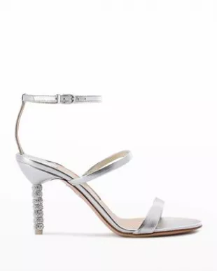 Rosalind Metallic Crystal-Heel Sandals
