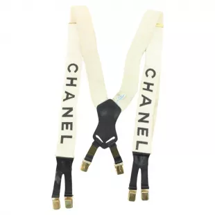 Chanel - Runway White x Black CC Logo Suspenders