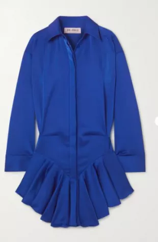 Candice Pleated Satin Mini Shirt Dress