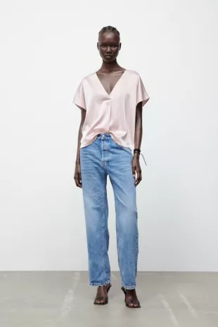 satin v neck t shirt