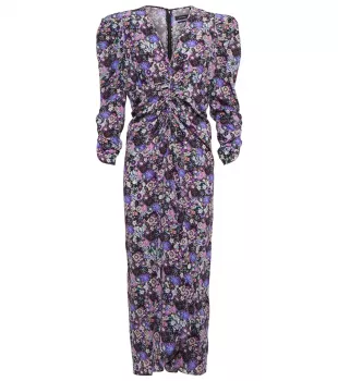Albini Floral Print High-Low Midi Dress