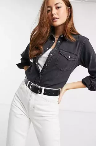 Essential Western Denim Shirt in Black