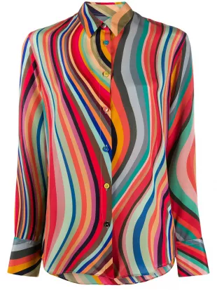 Swirl-Print Silk Shirt