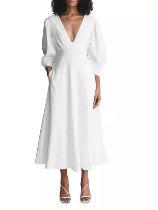 Christie Puff-Sleeve Midi-Dress