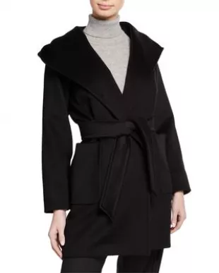 Max Mara - Rialto Camel Hair Belted Short Hooded Coat