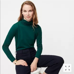 Pull Col Roulé Femme J.Crew – Taille M – Laine Vert – Occasion Très Bon état