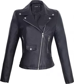 Vintage Women's Slim Biker Motorcycle PU Leather Zipper Jacket Punk Rock