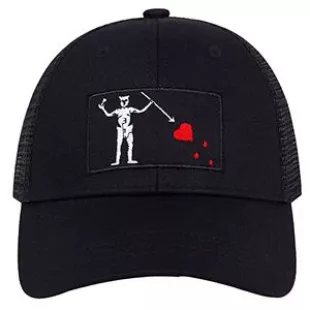 Men's Military Seal Team Blackbeard Jolly Roger Pirate Flag Baseball Cap Snapback Stretchable Hat (Black)