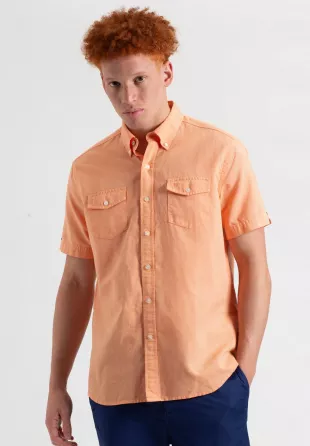 Garment Dye Short Sleeve Linen Shirt