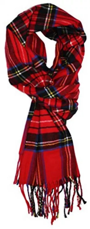 Ted's Classic Cashmere Feel Checkered or Plaid Scarf (Classic Red Tartan)