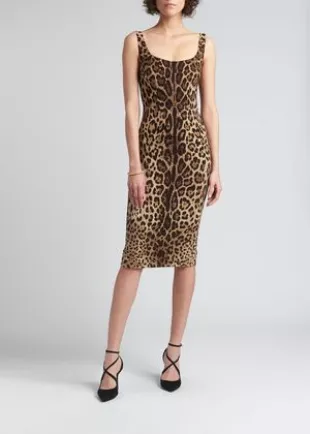 Leopard Print Slim Midi Dress