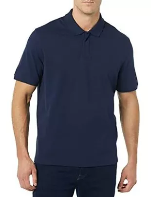 Aware Men's Lightweight Cotton Pique Short Sleeve Polo Shirt, Navy, XX-Large
