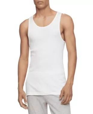 100% Cotton T-Shirt 3 Pack WHITE - Tank Top Medium