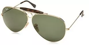 RB3138 Shooter Aviator Sunglasses, Gold Havana/G-15 Green, 62 mm