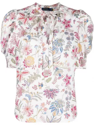 Floral Tie Neck Top
