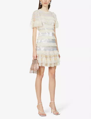 Ariana Sequin-Embellished Tulle Mini Dress