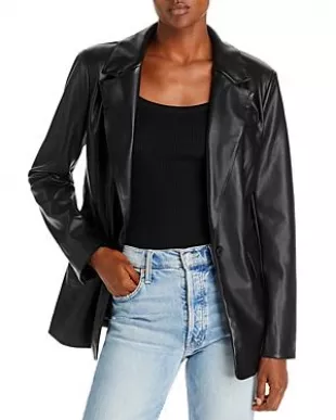 Faux Leather Blazer