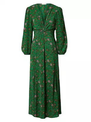 scanlan Théodore - Botanical Print Silk Midi-Dress