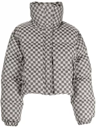 Monogram-Print Cropped Puffer Jacket
