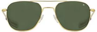 AO Original Pilot Sunglasses - Gold - Calobar Green AOLite Nylon Lenses - Bayonet Temple - Polarized - 55-20-140