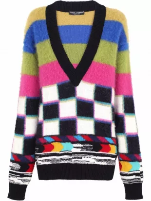graphic-pattern knitted jumper