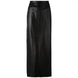 Azzedine alaia - Black Lamb Leather Long Skirt