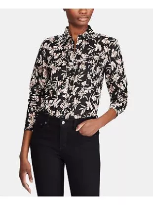 Ralph Lauren Camisa negra floral de con botones de usado por Jane Tennant (Vanessa Minnillo) como se ve en NCIS: Hawai'i (S02E04) | Spotern
