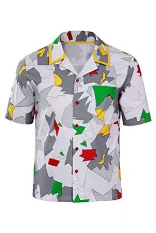 Mens Kids Dustin Henderson Shirt Cosplay Costume Short Sleeves Button up T-Shirt