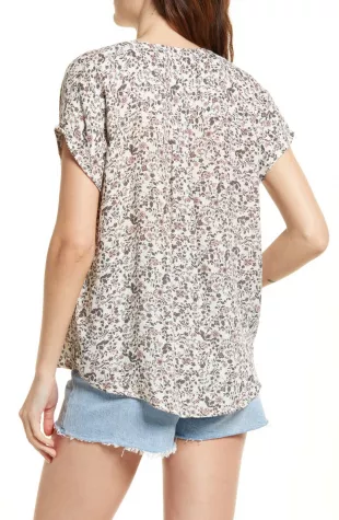 Treasure & Bond - Allover Print Short Sleeve Top