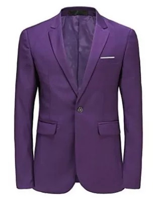 Slim Fit One Button Casual Blazer Jacket US Size 40 (Label Asian Size 4XL) Purple