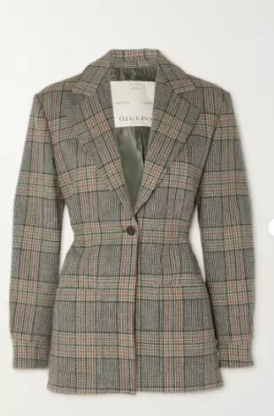 The Elena Prince of Wales Checked Wool Blazer