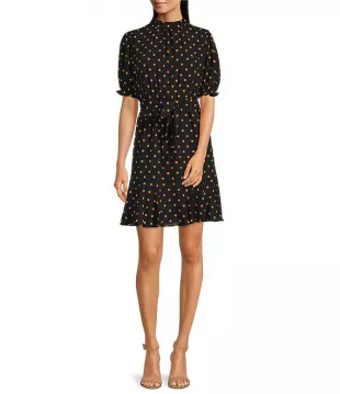 Tommy Hilfiger - Polka Dot Mock Neck Dress