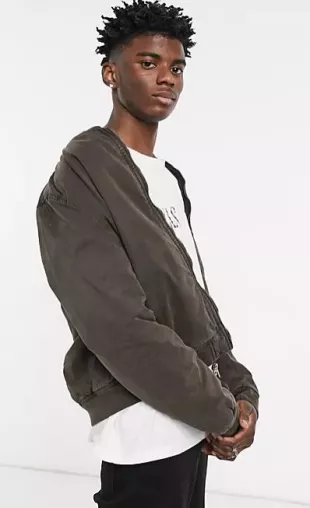 Lows Padded Bomber Jacket in Brown