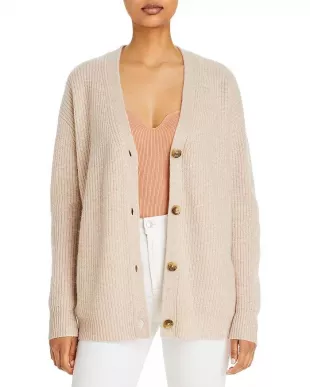 C By Bloomingdale's - Ribbed Oversized Cashmere Cardigan