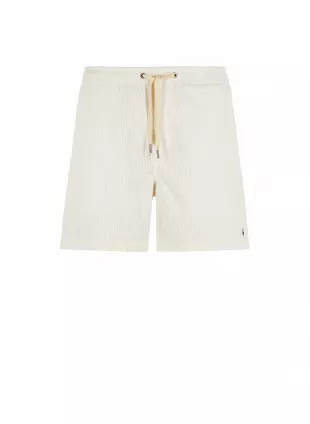 Prepster - Short en velours côtelé à logo joueur de polo - Blanc