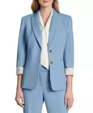 Buy TAHARI ASL Crepe Blazer - Blue At 56% Off