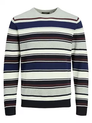 Premium Stripe Knit Crewneck Sweater