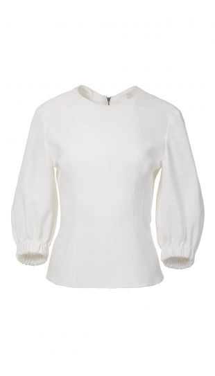 Tibi Viscose Twill Seamed Peplum Top