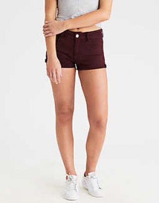 AEO Denim X Hi Rise Shortie, Summer Burgundy