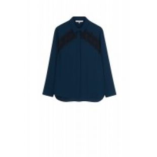 Chemise Bleue dentelle noire